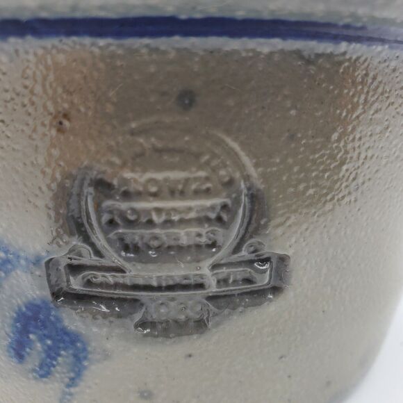 Rowe Blue Heart Pottery Bowl Salt Glaze Baking Dish Vintage 1989 Stoneware Dish - Picture 4 of 9